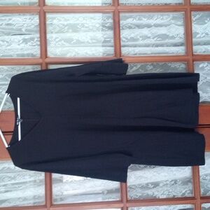 Ulla Popken v neck 3/4 sleeve midi black dress size 12/14 EUC